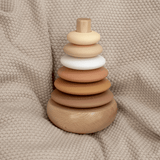 Silicone + Wood Rocking Stacker (Sandstone)