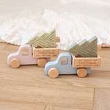Personalised Christmas Truck Wooden Toy With Tree (Custom Colours)