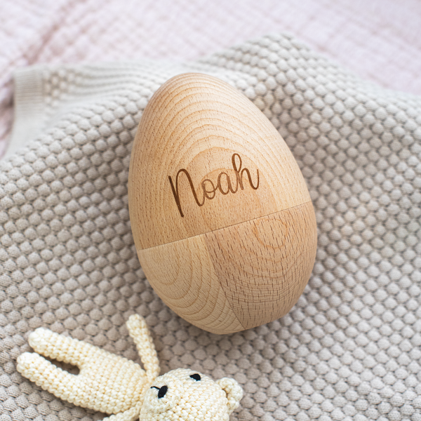 Personalised Fillable Large Wooden Easter Egg (Raw) / Hollow Egg (Seconds)