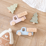 Personalised Christmas Truck Wooden Toy With Tree (Custom Colours)