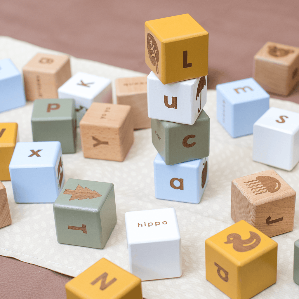 Coloured Wooden Alphabet Block Set The Wood Cove