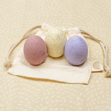 Set of 3 Hollow Wooden Easter Eggs (Speckled Pastel)